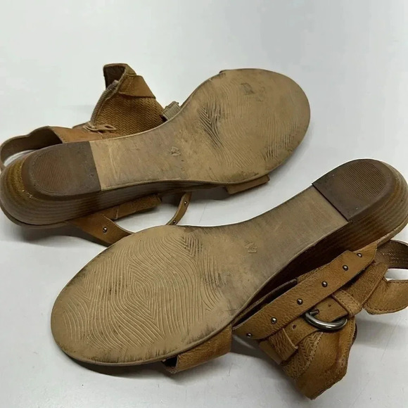 Miz Mooz Farley Sandals Shoes Leather Demi Wedge Open Toe Shoe Tan Brown Size 10 - Picture 7 of 11